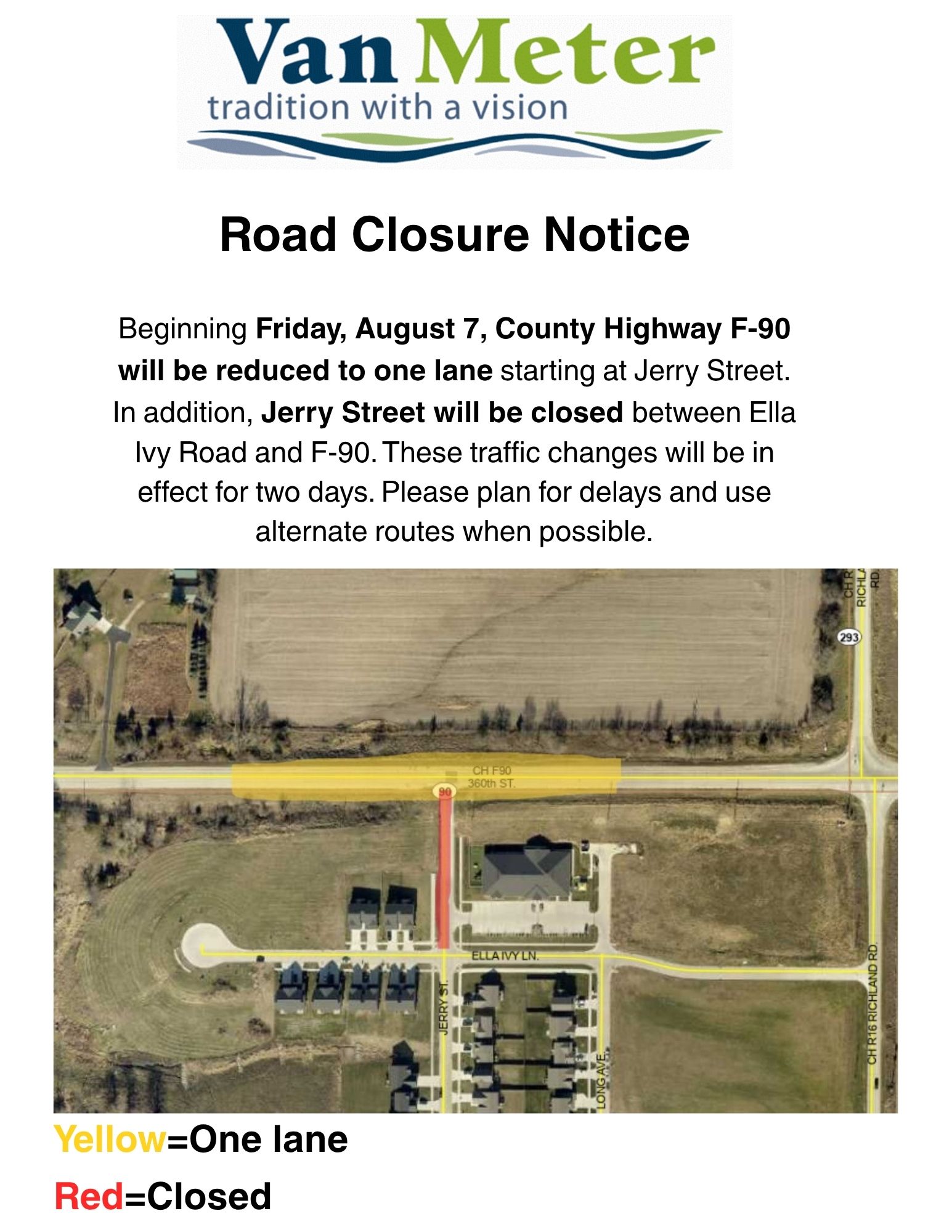 Jerry st Road Closure